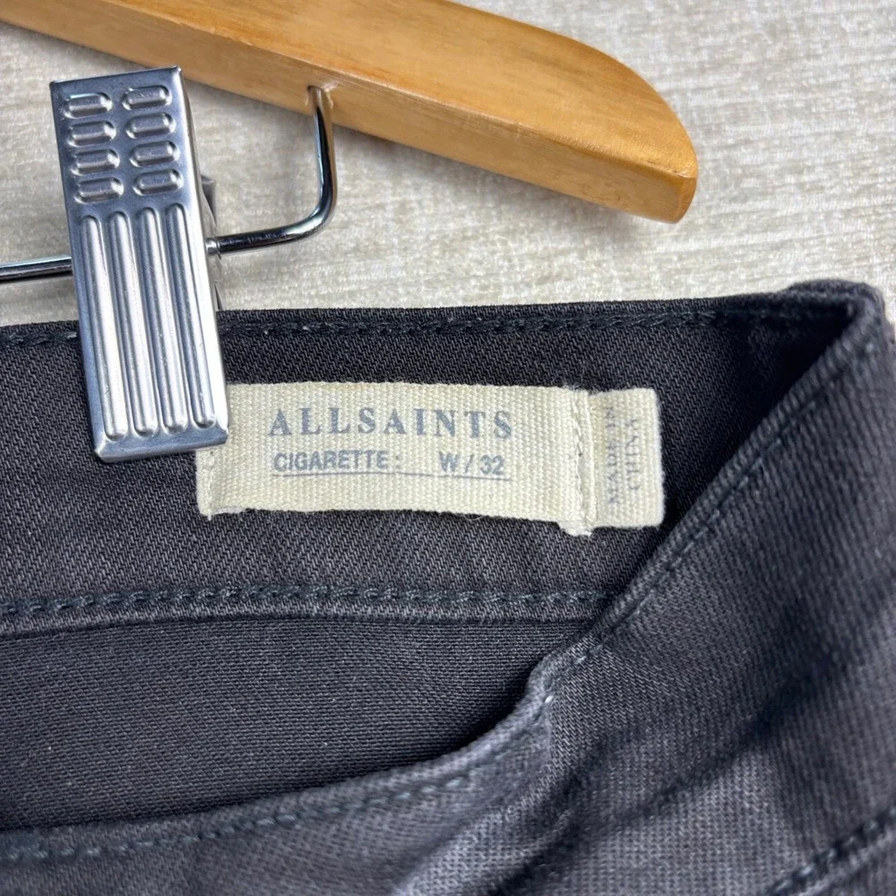 AllSaints Cigarette Distressed Slim Tapered Jeans Black W32 L30